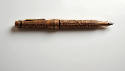Naklejka premium Elegant Brown Wooden Mechanical Pencil with Intricate Carving