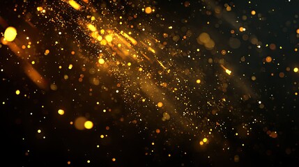 Fototapeta premium Abstract gold particles with light streaks on a dark background