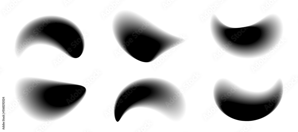 Aufkleber various blurry black shapes on a white background give the impression of liquid forms or soft, diffu