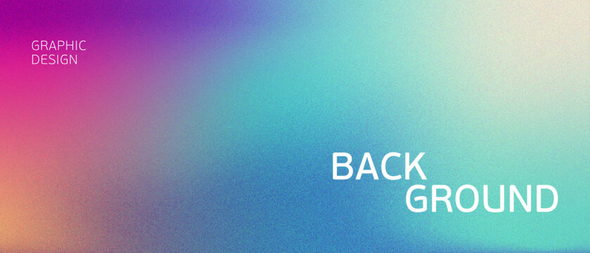 Abstract vibrant background blending turquoise, orange, pink gradients for event poster design with grainy texture and noise effect