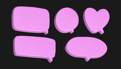Playful 3D speech bubbles in various shapes and sizes feature a soft plastic texture. These vibrant elements create a fun, childlike atmosphere perfect for creative projects or designs.