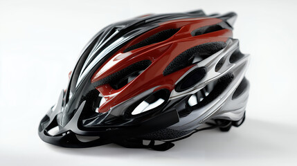 Red and White Bicycle Helmet Isolated on White Background