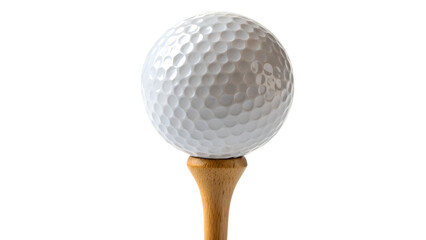 White Golf Ball on Tee Close Up Isolated on Transparent Background
