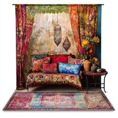 Vibrant, bohemian living room