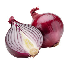 Vector art of a whole and a half red onion isolated on transparent background