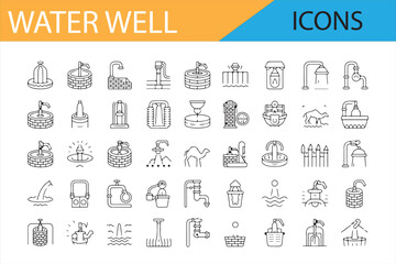 Water Well Pumping and Container Icons for Water Supply Designs