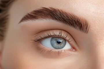 Obraz premium Close up of a woman's eye, highlighting her perfectly shaped eyebrow after a brow lamination treatment