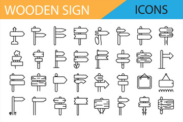 Simple Wooden Signboard Icons for Digital and Print Designs