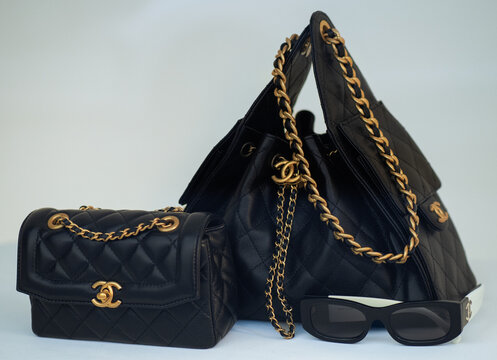 Iconic black leather bags by Chanel combining elegance and timeless design.Milan - Italy,29 June 2025