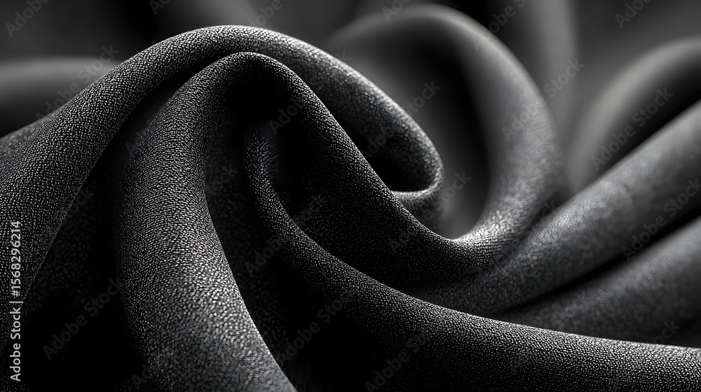 Poster elegant black fabric with gentle waves creating a sophisticated and smooth texture. this image provi