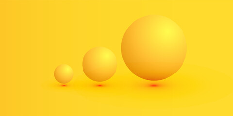 Abstract 3d render of composition with yellow spheres, modern background design