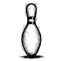 Striking Skittle: A simple yet engaging sketch depicts a bowling pin, offering a sense of elegance and a subtle nod to the sport.