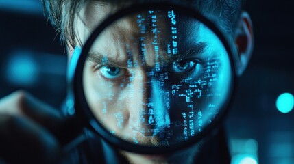 Man examining digital code