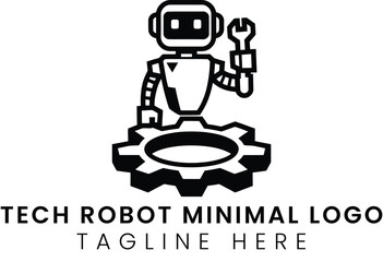 Minimalist Tech Robot Logo Design for Tech Startups