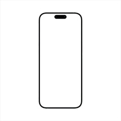 Front side view photo of black smartphone or mobile phone without background template for mockup