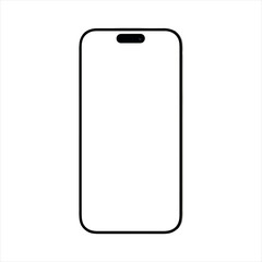 Front side view photo of black smartphone or mobile phone without background template for mockup