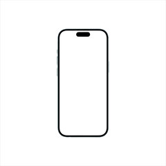 Front side view photo of black smartphone or mobile phone without background template for mockup