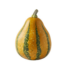 Vector art of a small striped yellow and green pumpkin isolated on transparent background