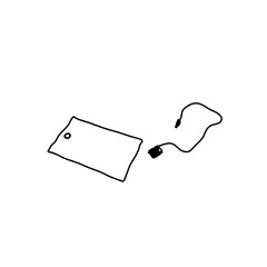 Blank clothing label logo icon sign Hand drawn sketch Doodle cartoon design Price tag gun barb fastener pin emblem Element for tagger Print for card cover educational banner factory poster booklet ad