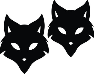 Obraz premium Silhouette Vector of Two Stylized Fox Heads with Sharp Features