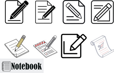 Obraz premium Notebook Icons Pencil and Paper Illustrations
