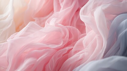 Obraz premium Abstract Dreamscape of Flowing Silken Fabrics in Soft Pastel Hues Gently Intertwining and Shifting Creating a Serene and Ethereal Visual Experience