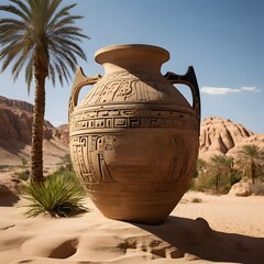Greco-Egyptian Amphora Displayed in Desert Oasis