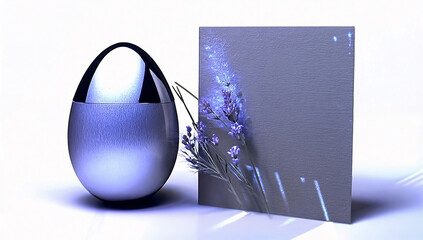 Minimalist Composition with Lavender and Geometric Shapes in Blue Tones for Product Presentation.