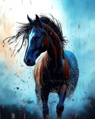 Blue horse in the Rain a blurry sketch idea