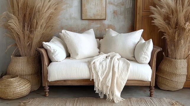 Rustic, cozy living room sofa