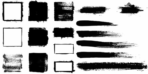Set of grunge frame on white background Grunge Brush Stroke Overlay Set on Transparent Background