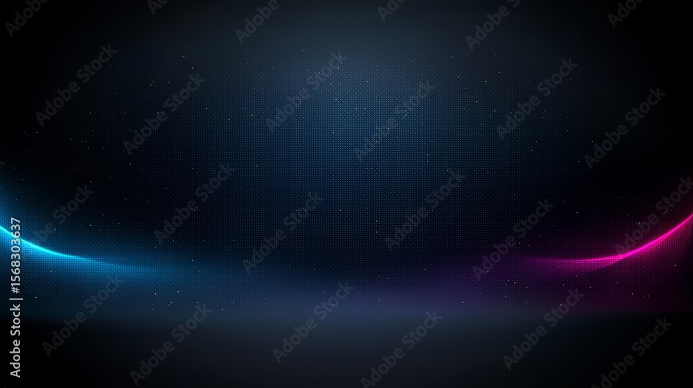 Poster dark background with a purple and blue wave. the background is dark and the wave is bright, creating