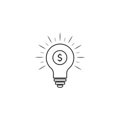 Business idea icon, light bulb with a dollar inside silhouette of a light bulb idea purpose business illustration on transparent background.