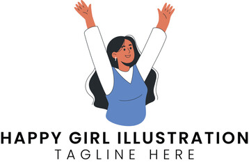 Joyful Woman Illustration Celebrate Success  Achievement