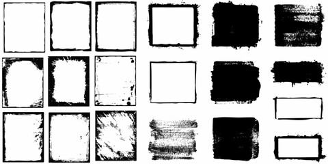 Set of grunge frame on white background Grunge Brush Stroke Overlay Set on Transparent Background