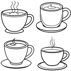 Obraz premium Cup of Coffee Coloring Book Page - Hot Beverage Line Art Illustration for Kids and Adults