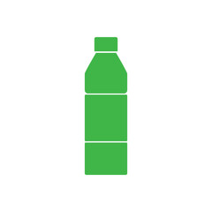 Bottle or jar icon. Plastic bottle or glass jar. Mineral water. Bottled beverage, cream, pills, powder, colon silhouette bottle symbol. Vector.
