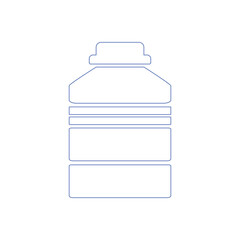 Bottle or jar icon. Plastic bottle or glass jar. Mineral water. Bottled beverage, cream, pills, powder, colon outline bottle symbol. Vector.