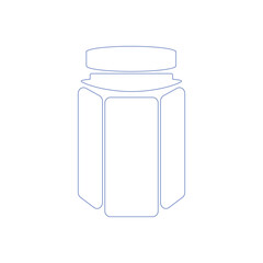 Bottle or jar icon. Plastic bottle or glass jar. Mineral water. Bottled beverage, cream, pills, powder, colon outline bottle symbol. Vector.