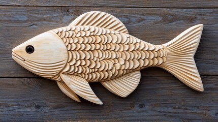 Carved Wooden Fish Wall Decor, Rustic Art, sea life