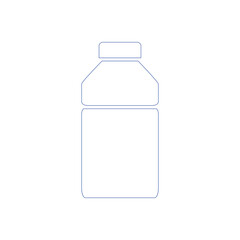 Bottle or jar icon. Plastic bottle or glass jar. Mineral water. Bottled beverage, cream, pills, powder, colon outline bottle symbol. Vector.