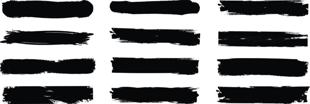 Brush. Brush strokes vector. Set of text boxes. Paintbrush collection. Grunge design elements. Dirty texture banners. Set of rectrangle shape brush strokes. Vector illustration.