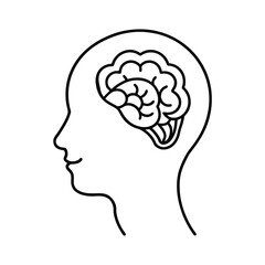 human head silhouette with brain
