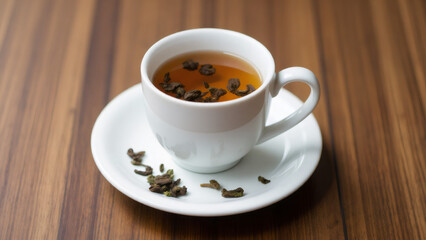 Herbal Tea Cup: Aromatic Drink on Wooden Table
