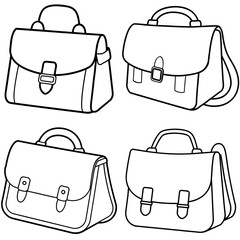 Satchel Coloring Book Page - Classic Bag Line Art Illustration for Kids and Adults