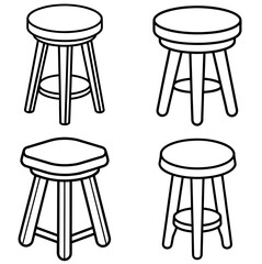  Small Stool Coloring Page - Simple Furniture Line Art for Kids and Adults