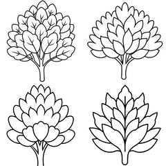 Shrub Coloring Book Page - Simple Plant Line Art Illustration for Kids and Adults
