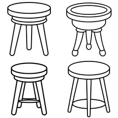  Small Stool Coloring Page - Simple Furniture Line Art for Kids and Adults