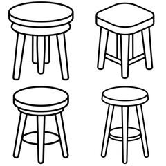  Small Stool Coloring Page - Simple Furniture Line Art for Kids and Adults