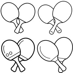 Table Tennis Bats Coloring Book Page - Sports Equipment Line Art for Kids and Adults